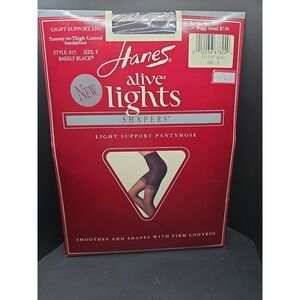 Hanes Alive Light Support Control Top Pantyhose Size F Style 815 Barely Black